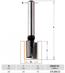 174.260.11. ����� ������� TCT Z2 S=8x50 D=26x20x70 RH C.M.T. Utensili